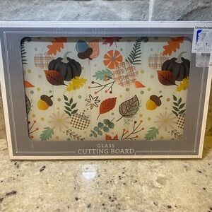 Autumn Themed Glass Cutting Board 12 x 8